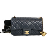 Chanel Classic Flap Mini Bag Blue with Pearl Crush