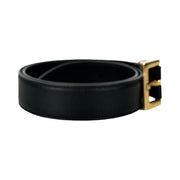 YSL Black Leather Belt 70cm