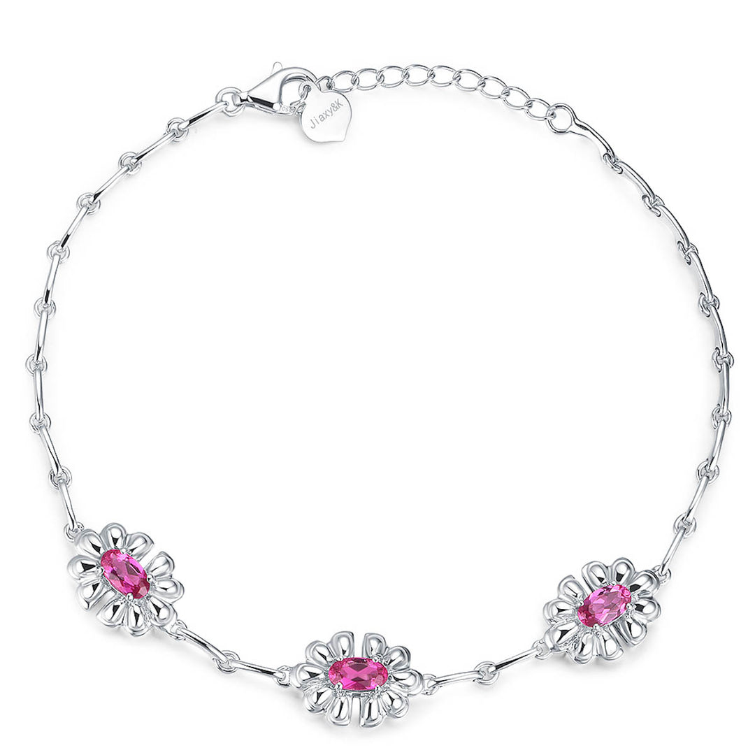 Natural Ruby Bracelet Flower Motifs 18K