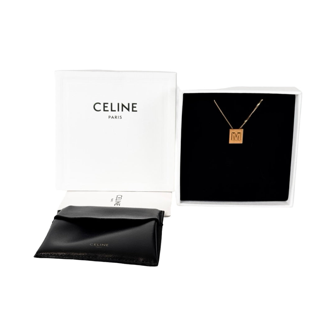 Celine Alphabet Necklace M In Brass With Gold Finish