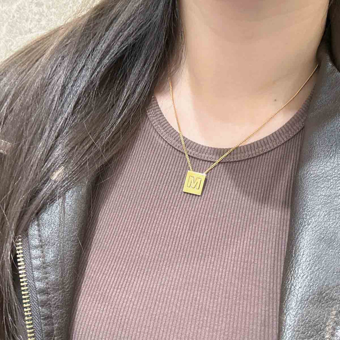 Celine Alphabet Necklace M In Brass With Gold Finish