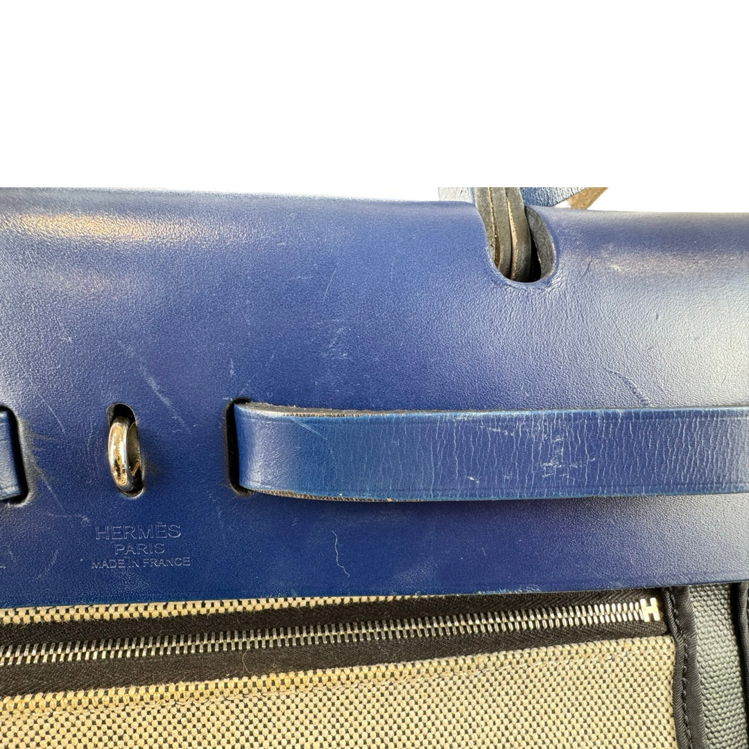 Hermes Herbag  Zip 31 Black/ Blue Bag