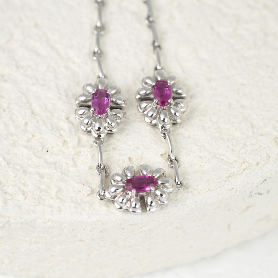Natural Ruby Bracelet Flower Motifs 18K