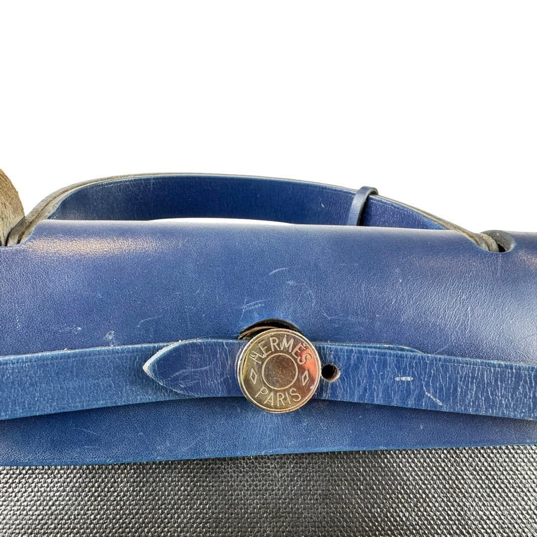 Hermes Herbag  Zip 31 Black/ Blue Bag