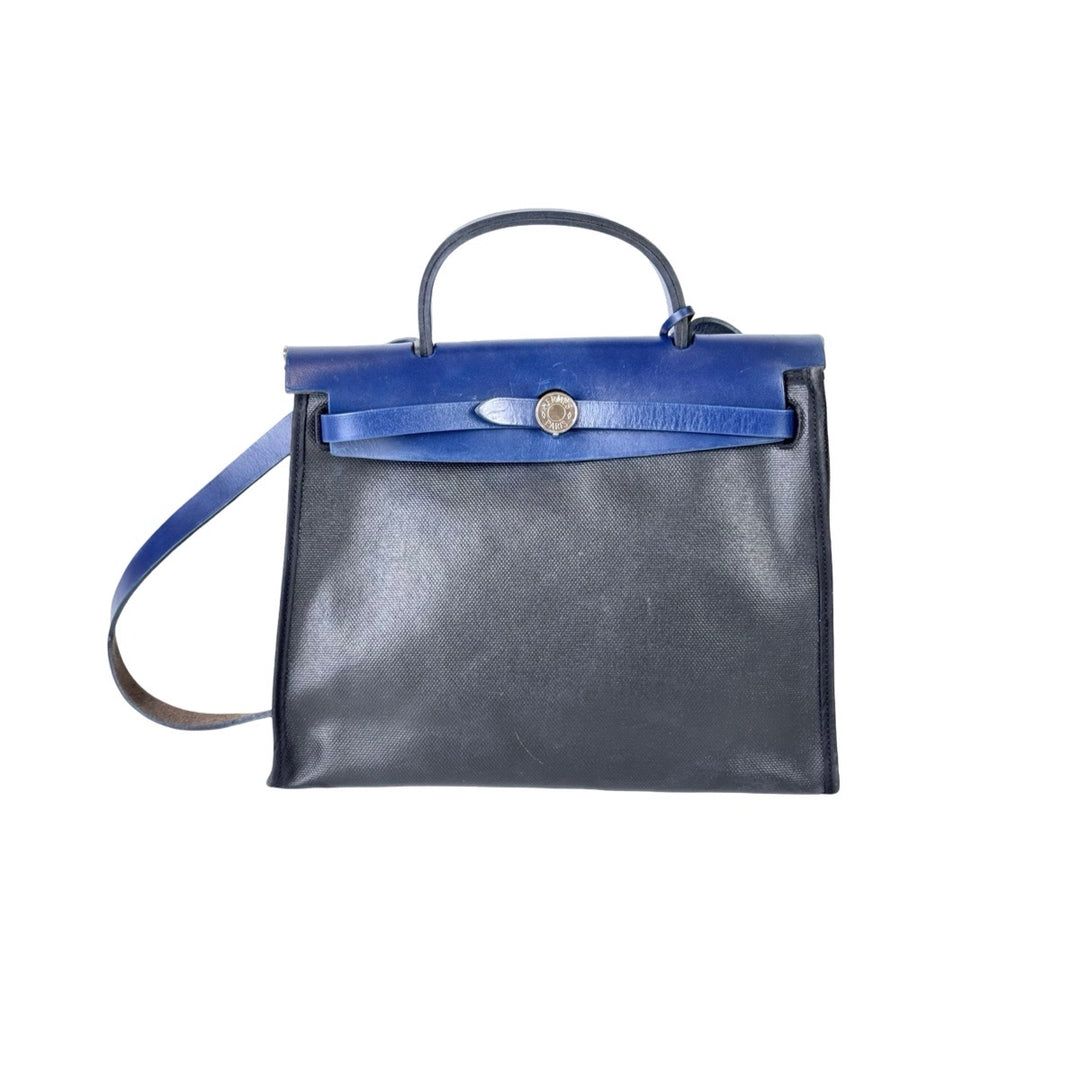 Hermes Herbag  Zip 31 Black/ Blue Bag