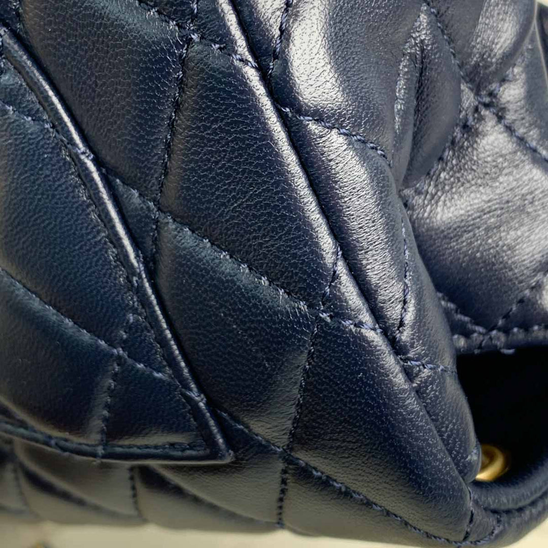 Chanel Classic Flap Mini Bag Blue with Pearl Crush