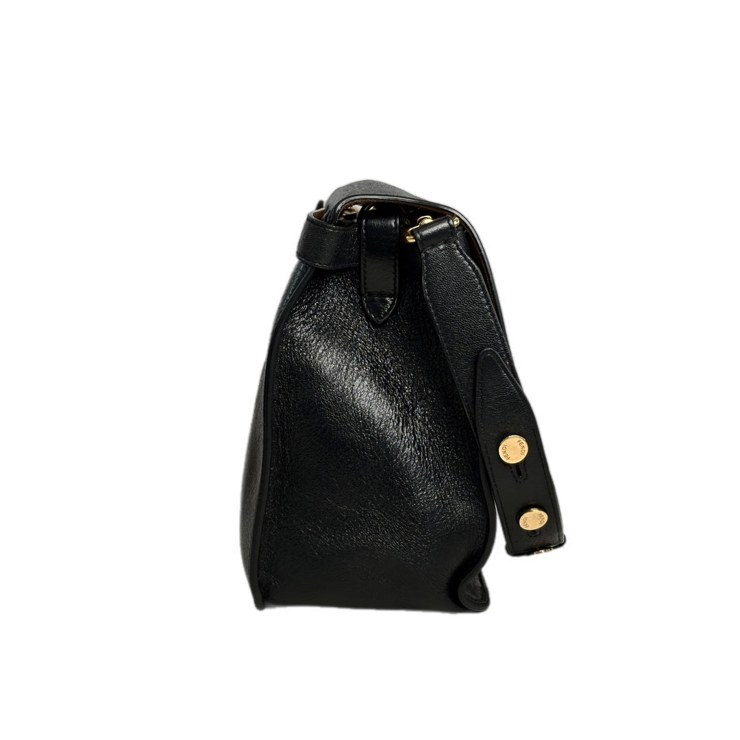 Fendi Kan U Black Leather Shoulder Bag