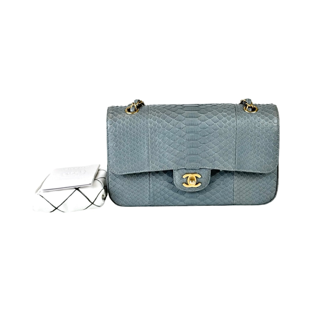 Chanel Classic Flap Blue Medium Bag Python
