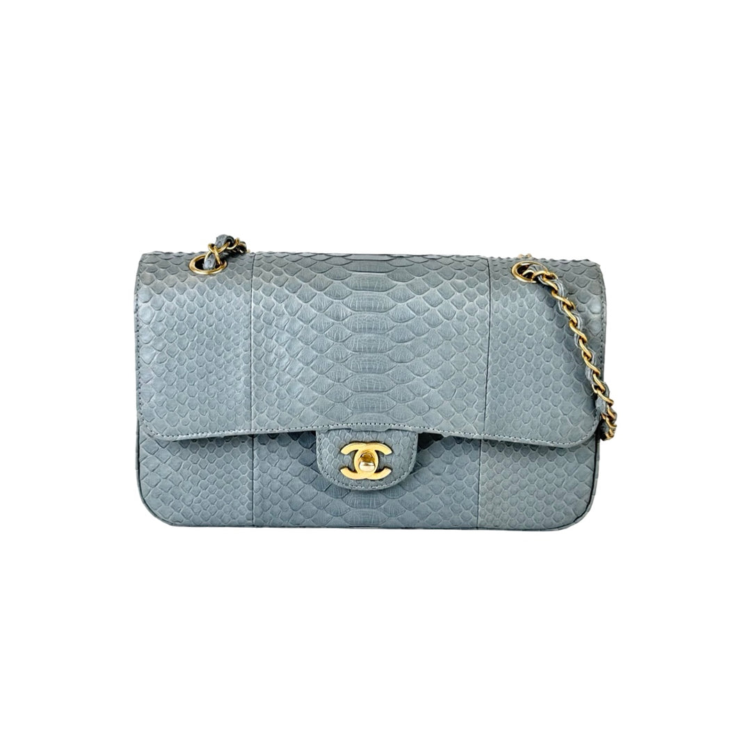Chanel Classic Flap Blue Medium Bag Python