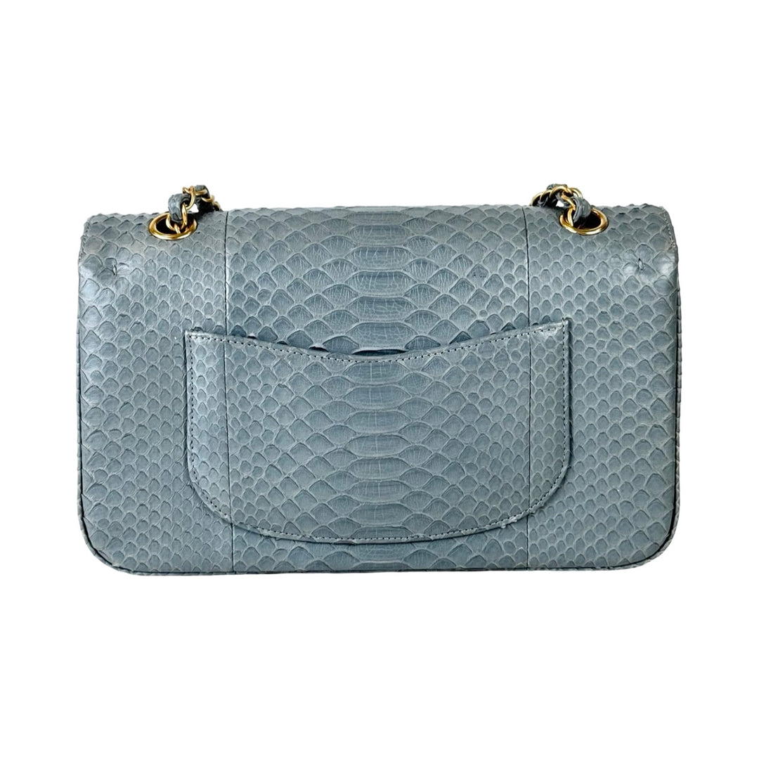 Chanel Classic Flap Blue Medium Bag Python
