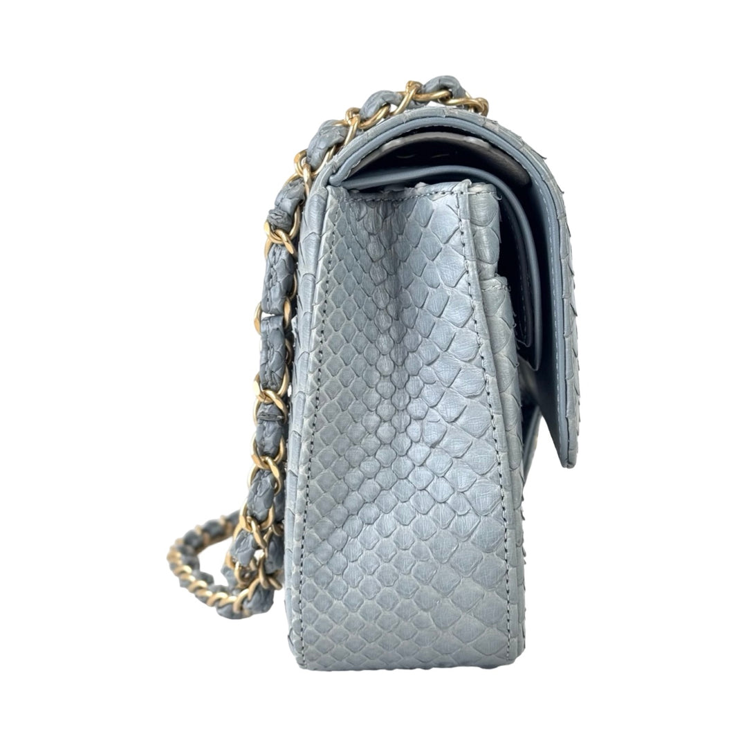 Chanel Classic Flap Blue Medium Bag Python