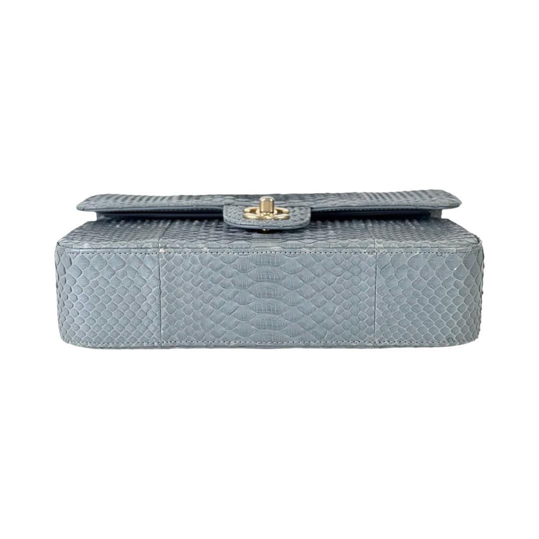 Chanel Classic Flap Blue Medium Bag Python