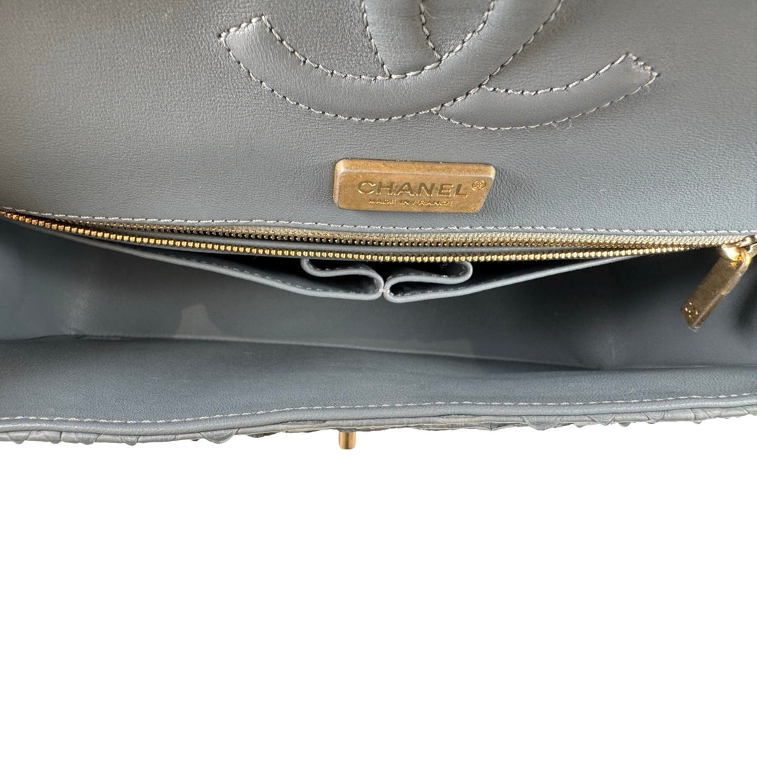 Chanel Classic Flap Blue Medium Bag Python