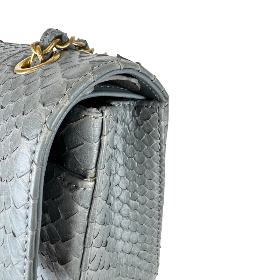 Chanel Classic Flap Blue Medium Bag Python