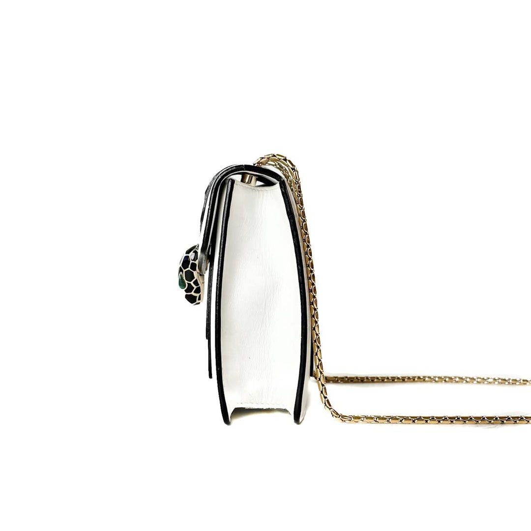 Bvlgari Serpenti Bag Cross Body Mini White Calfskin