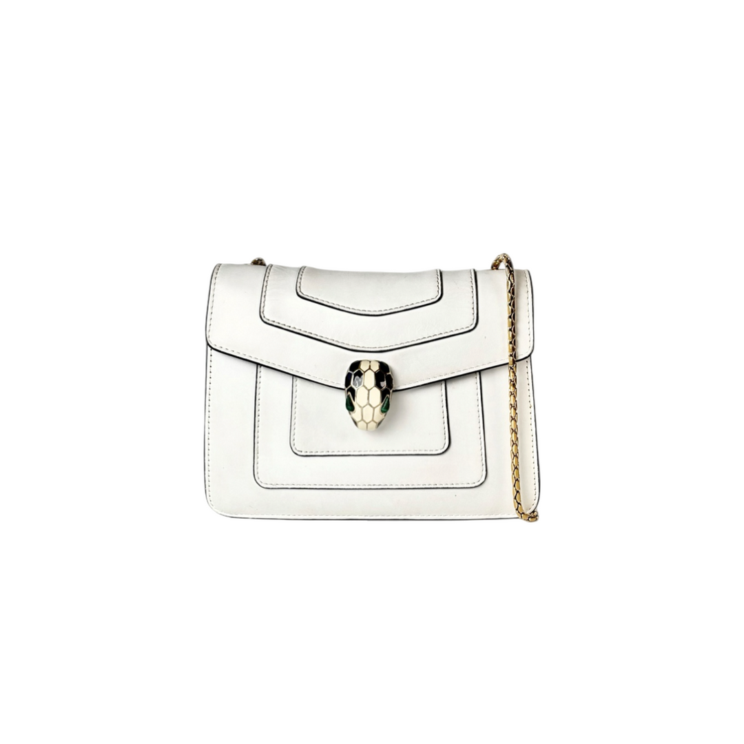 Bvlgari Serpenti Bag Cross Body Mini White Calfskin