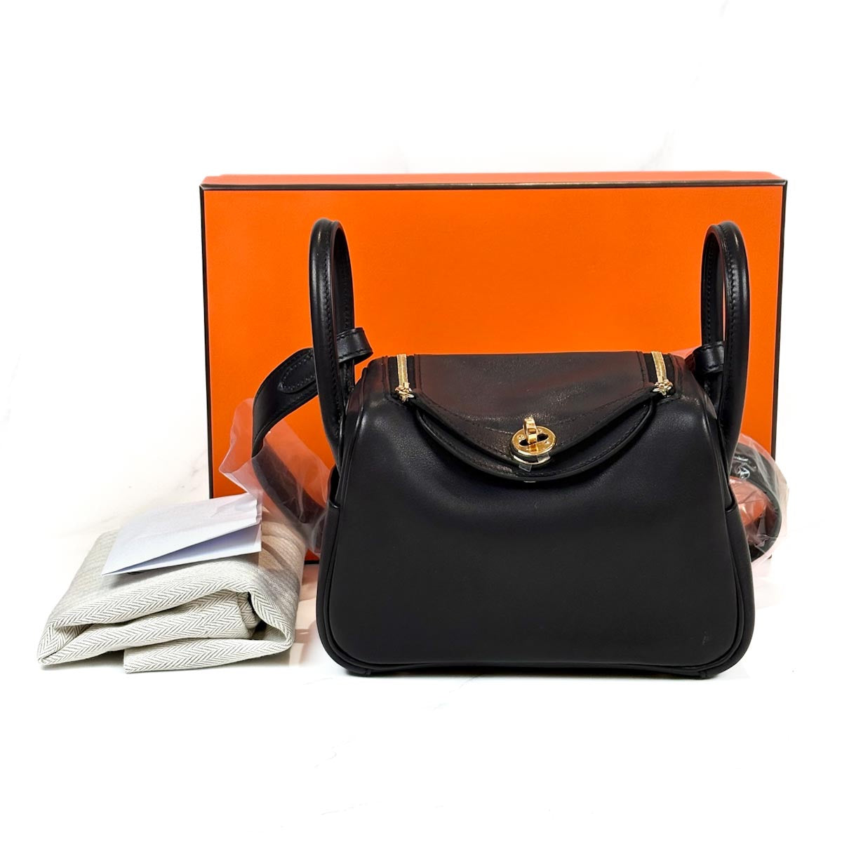 Hermes Lindy Mini Black Volupto Calfskin