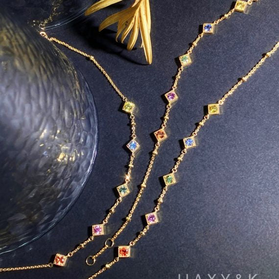 Brilliant Round Cut Colorful Sapphire Bracelet - Jiaxyk