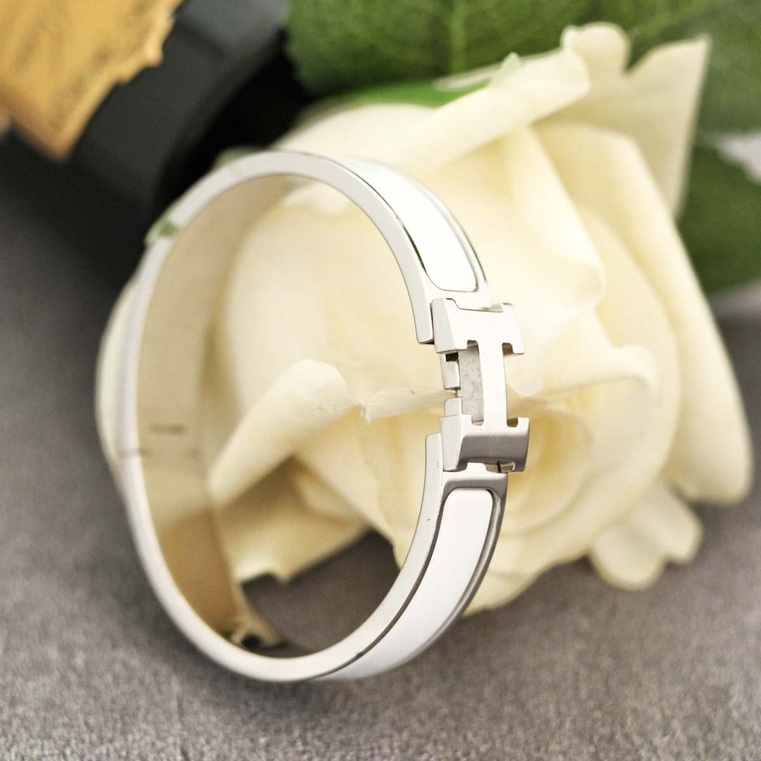 Hermes H Clic White Bracelet