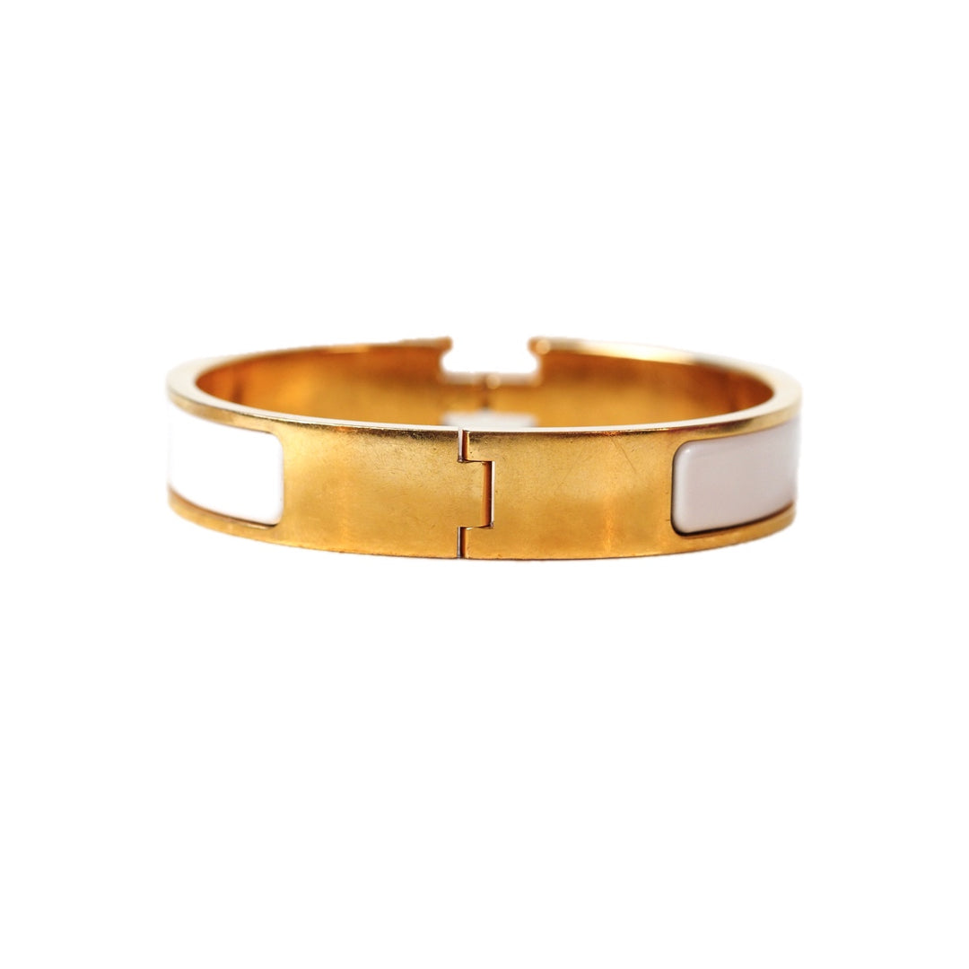 Hermes H Clic Bracelet White/Gold