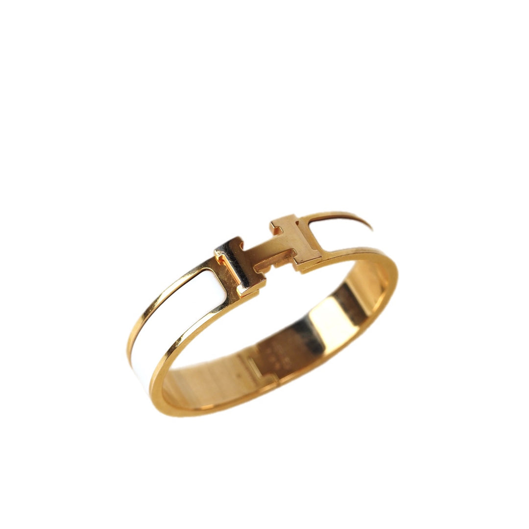 Hermes H Clic Bracelet White/Gold