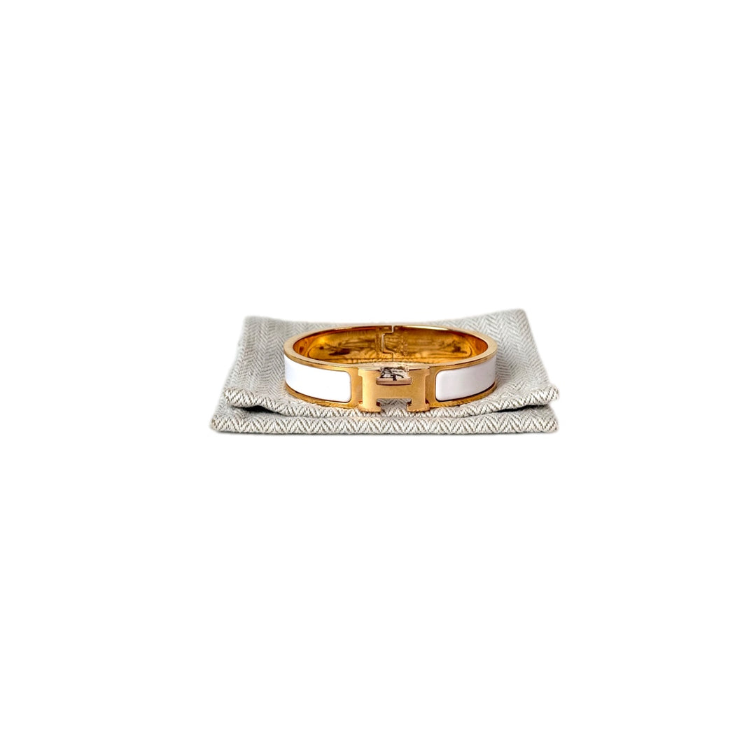 Hermes H Clic Bracelet White/Gold