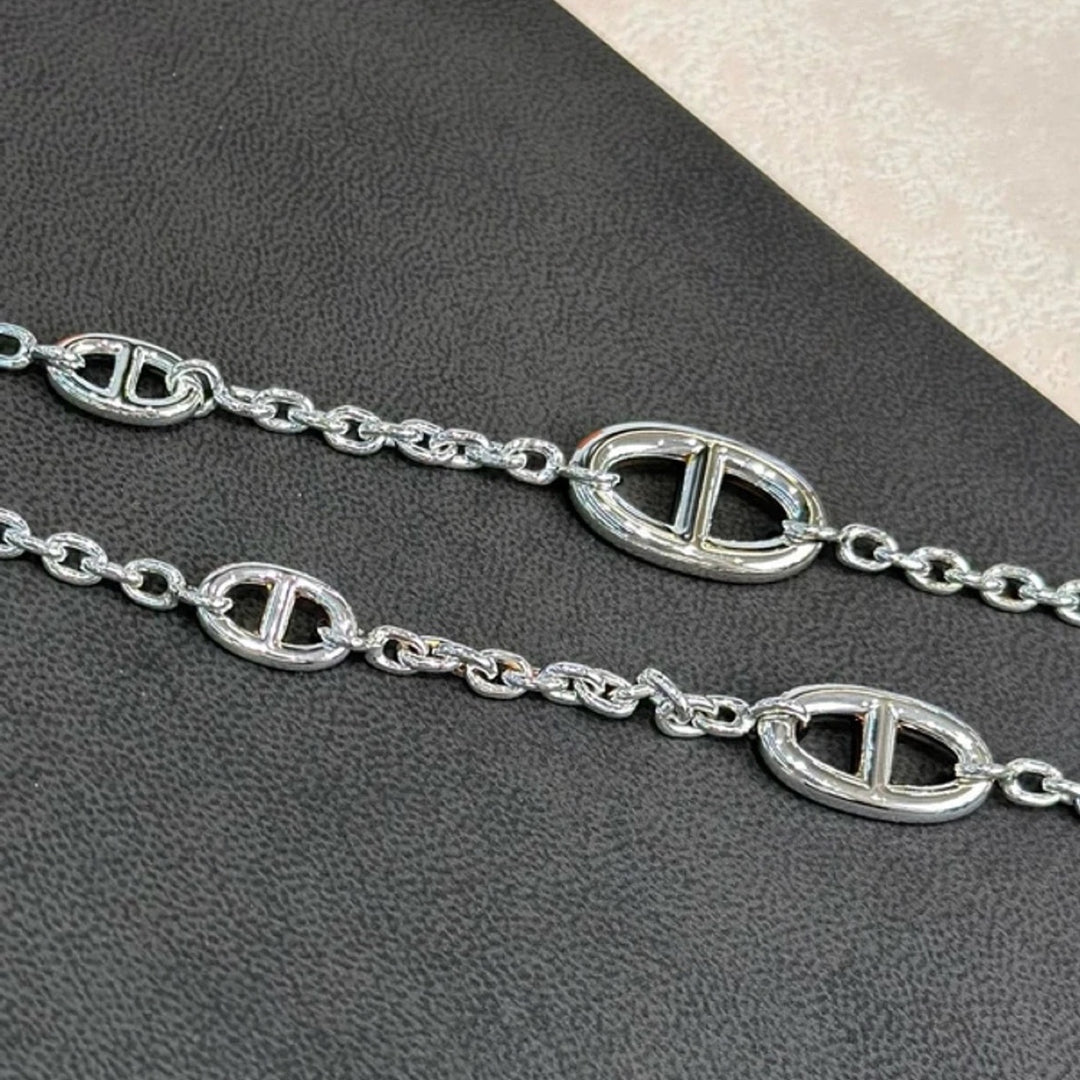 Hermes Farandole Silver Long Necklace 160cm