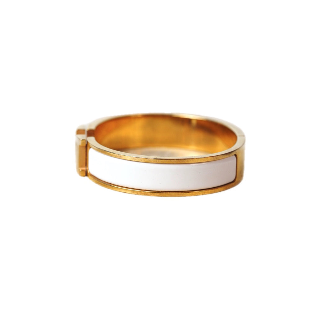 Hermes H Clic Bracelet White/Gold