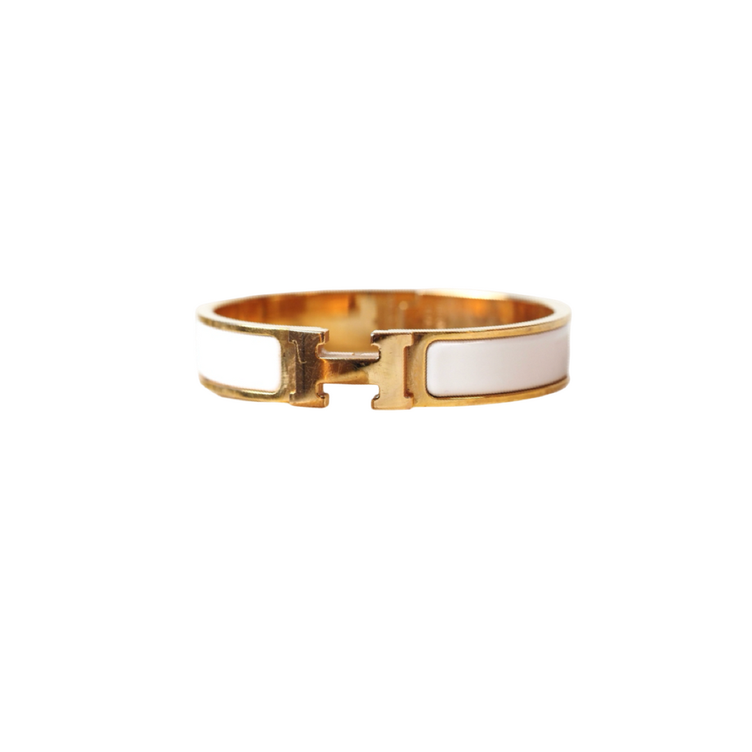 Hermes H Clic Bracelet White/Gold