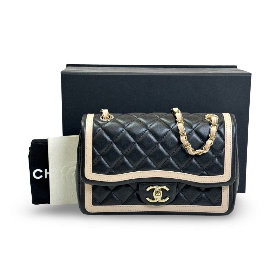 Chanel Small Black & Beige Flap Bag