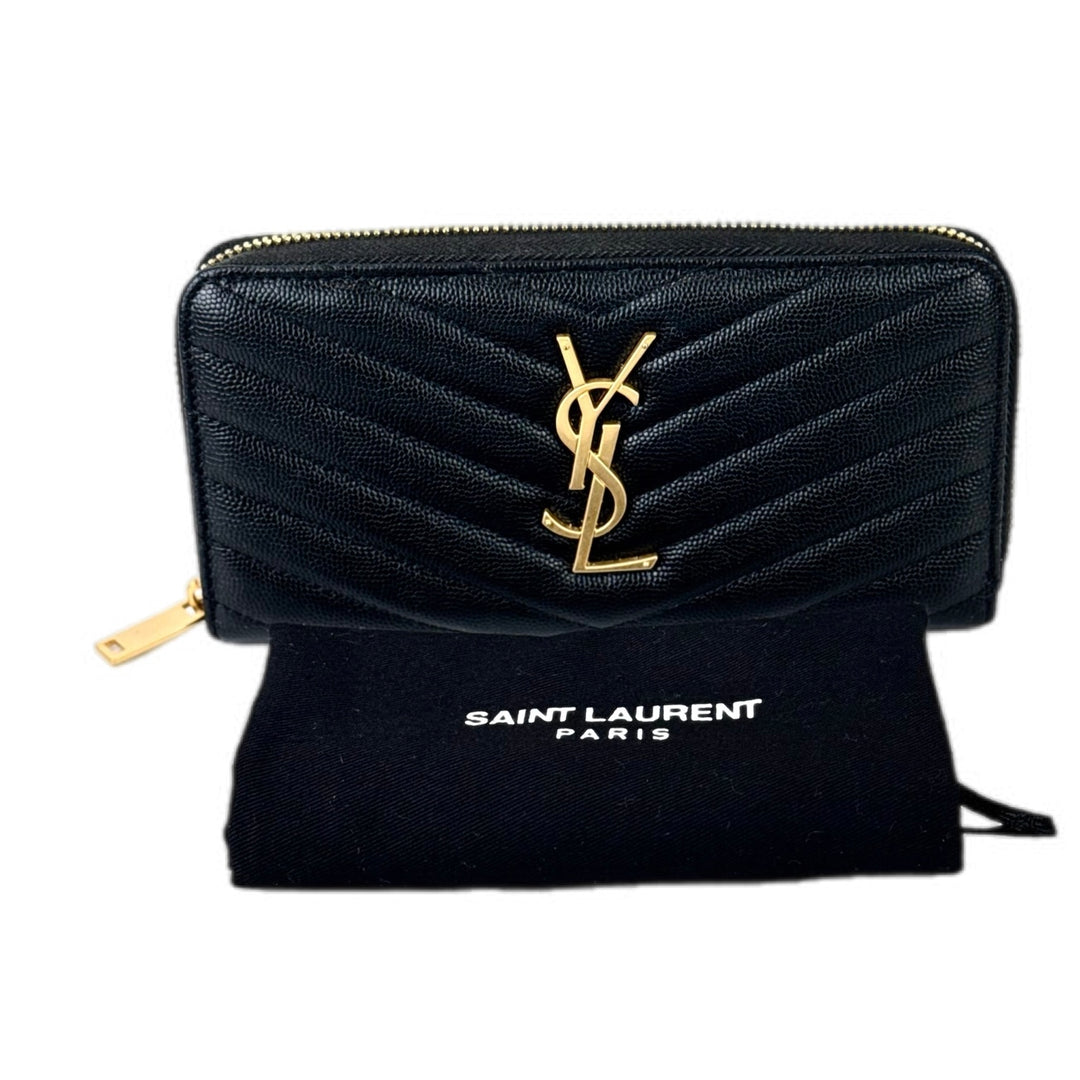 YSL Zip Long Wallet Black Caviar