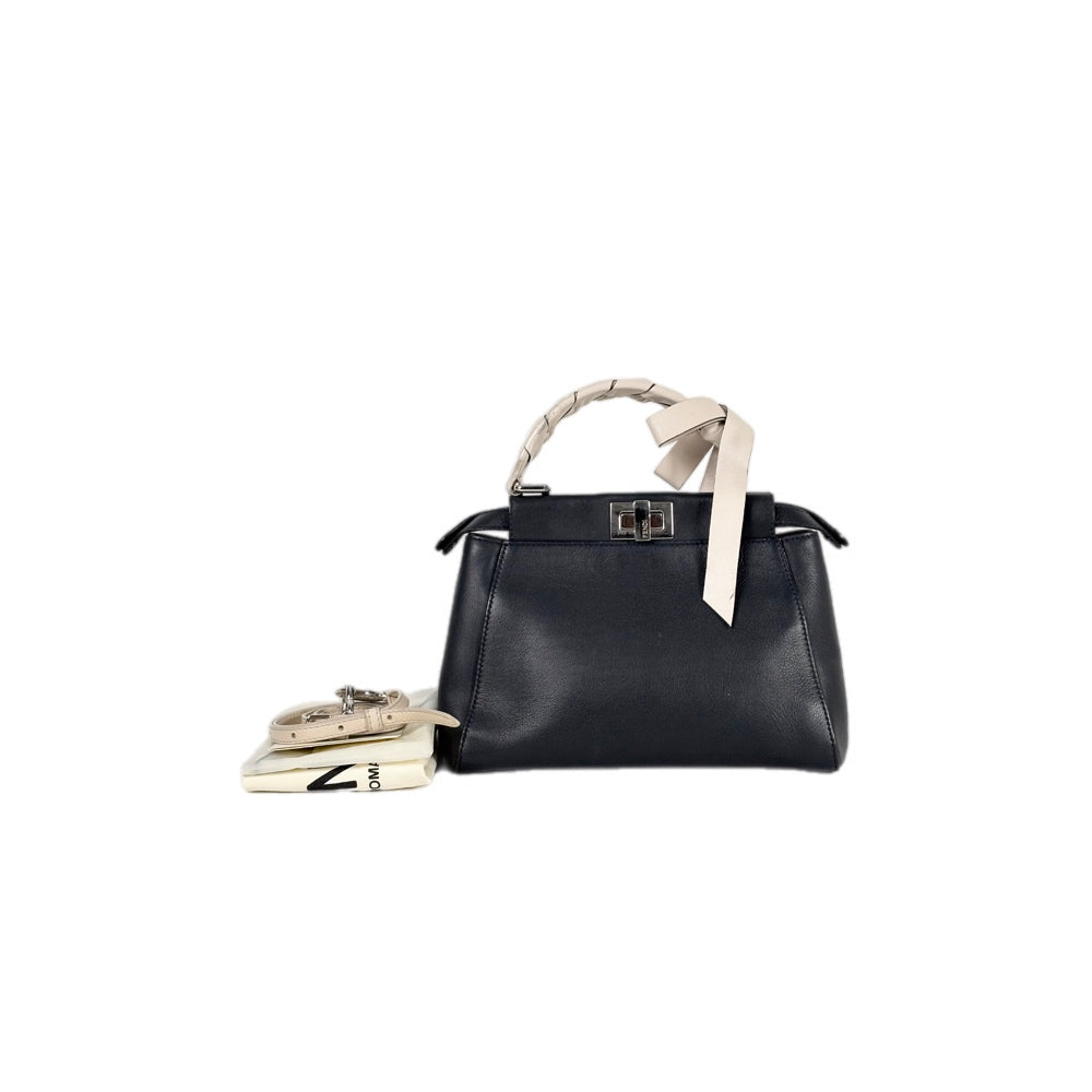 Fendi Peekaboo Mini Navy/Cream Handle Bag