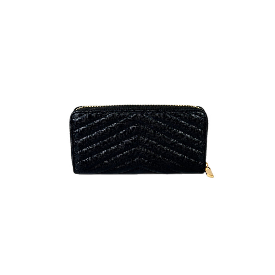 YSL Zip Long Wallet Black Caviar