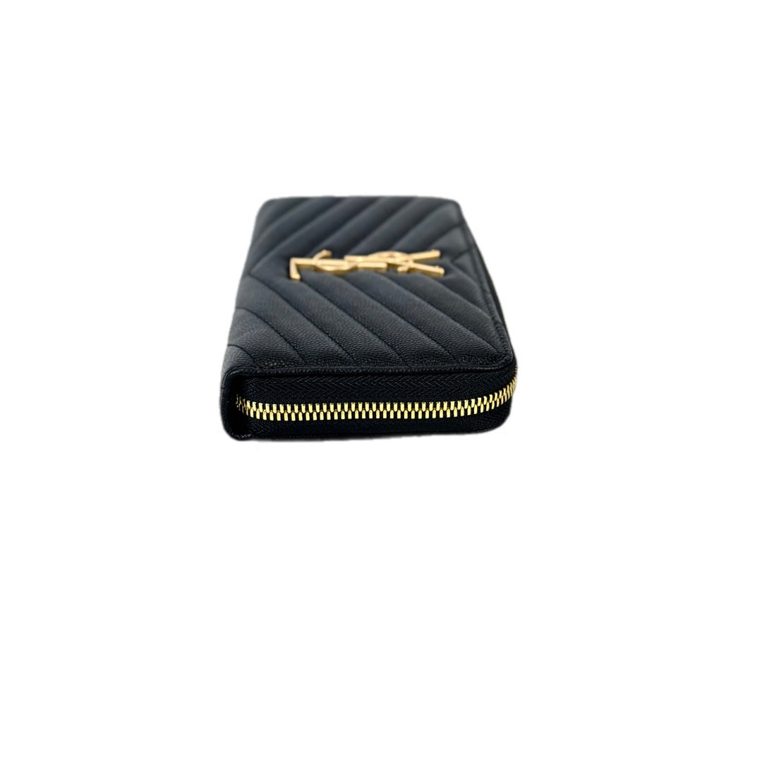 YSL Zip Long Wallet Black Caviar