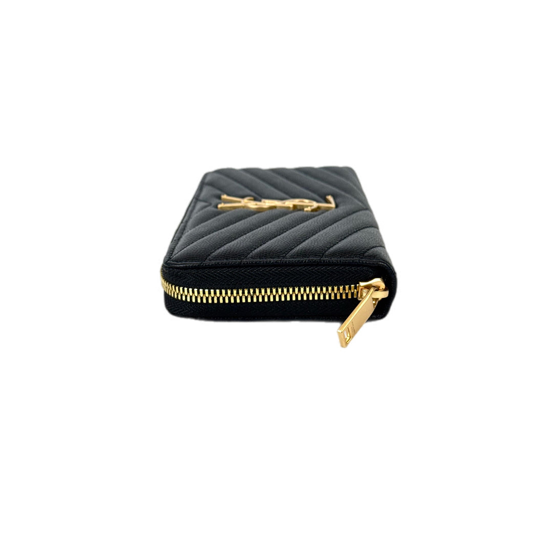 YSL Zip Long Wallet Black Caviar