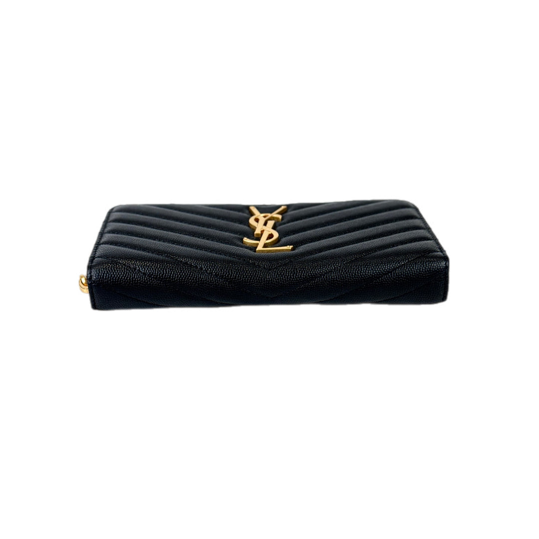 YSL Zip Long Wallet Black Caviar