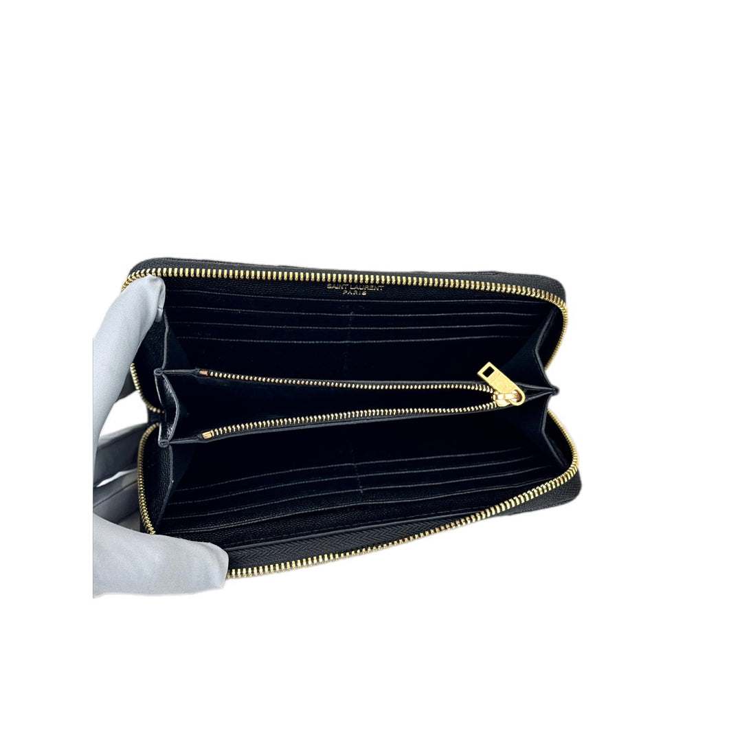 YSL Zip Long Wallet Black Caviar