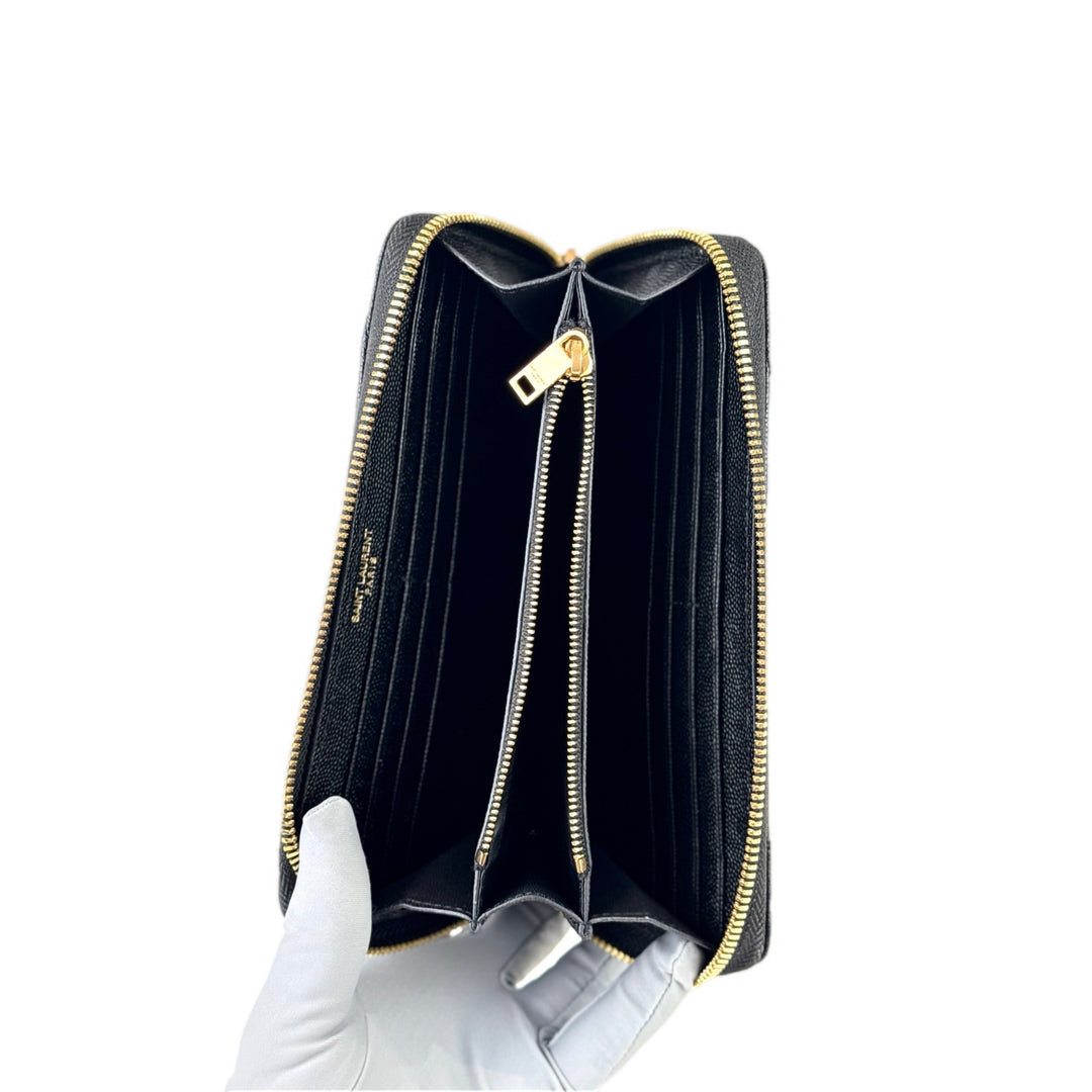 YSL Zip Long Wallet Black Caviar