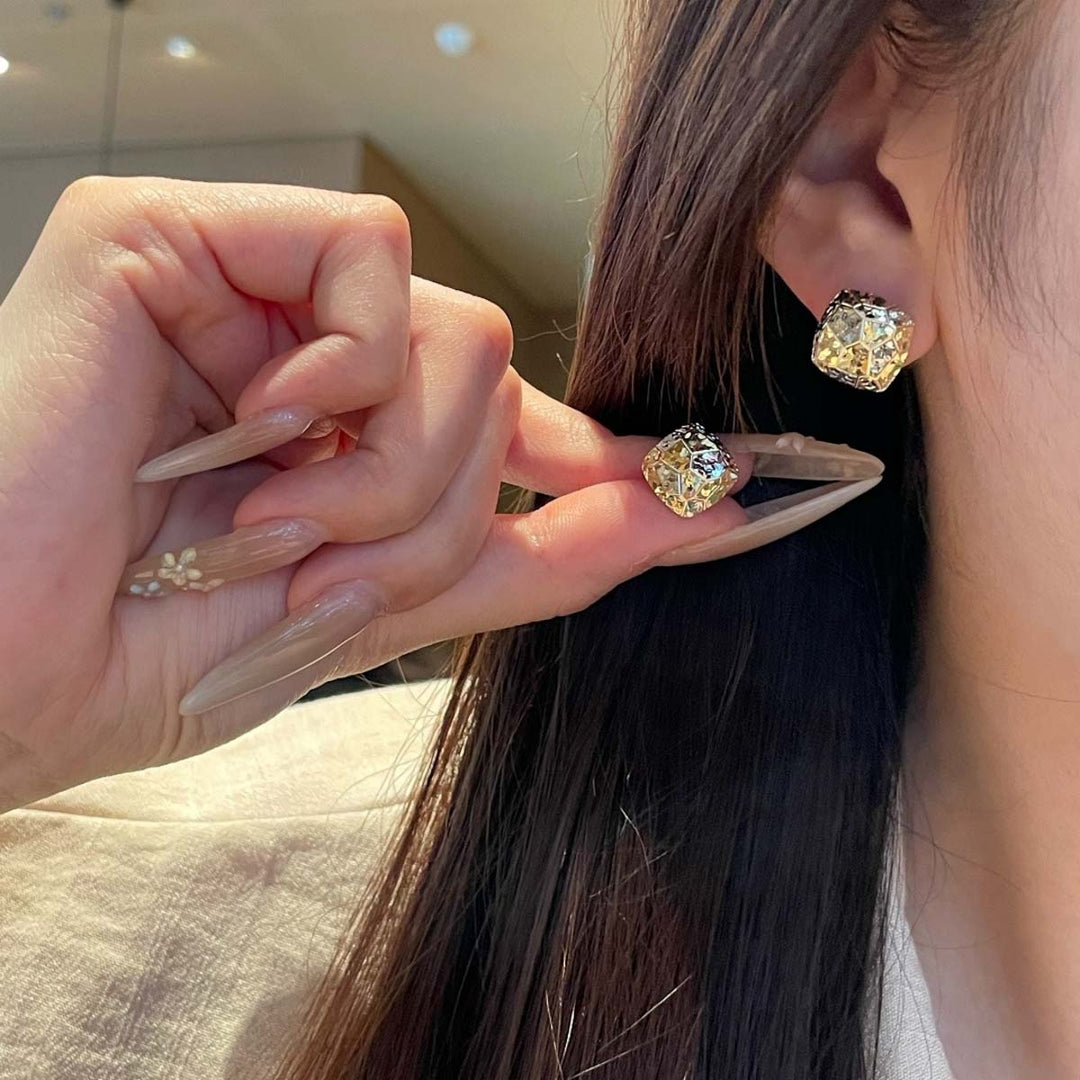 18K Solid Yellow+White Gold Earrings