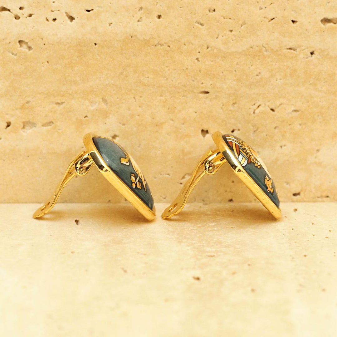Hermes Vintage Cloisonné Ear Clips