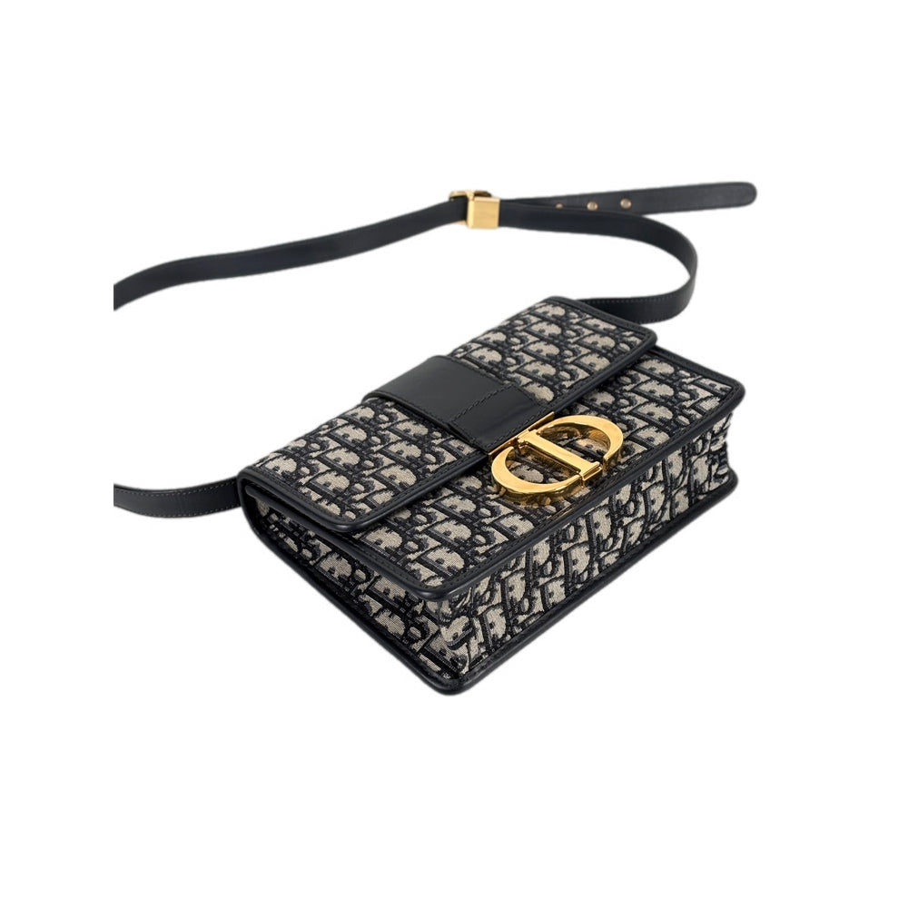 Dior 30 Montaigne Small Blue Oblique Jacquard Bag