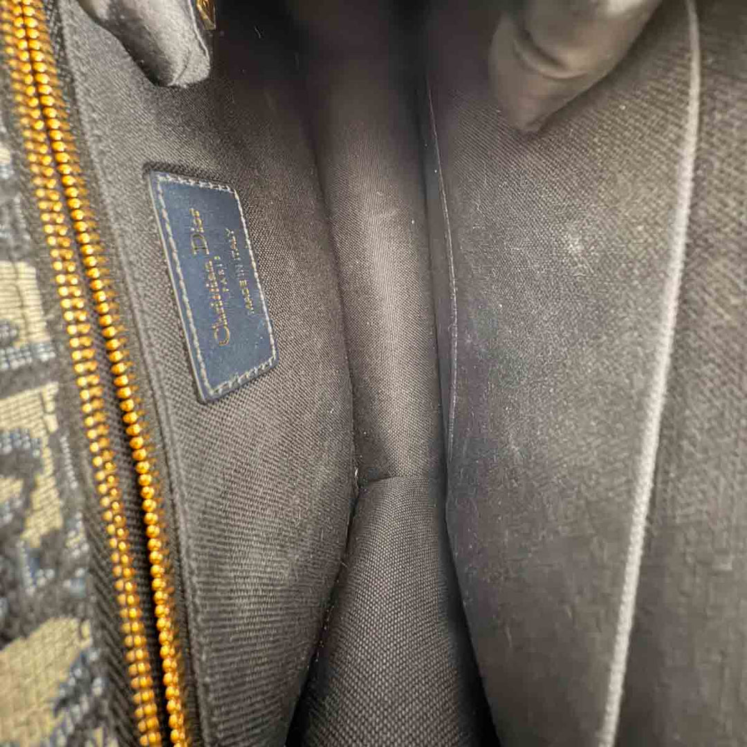 Dior 30 Montaigne Small Blue Oblique Jacquard Bag