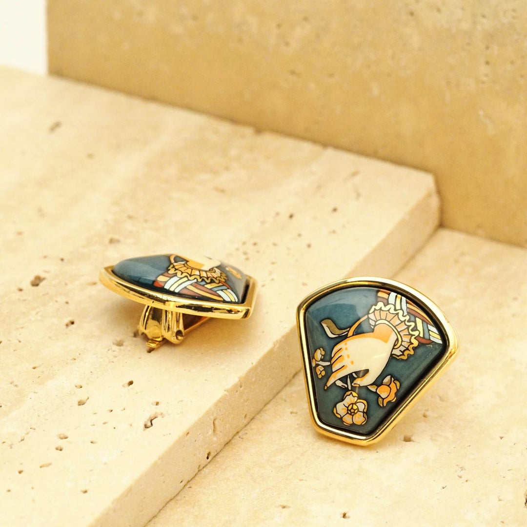 Hermes Vintage Cloisonné Ear Clips