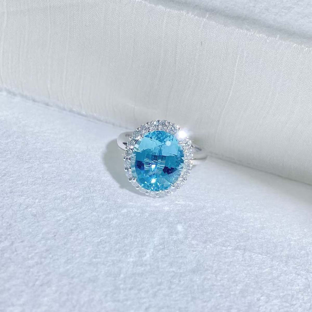 Natural Santa Maria Aquamarine Ring D5.04ct d0.61ct. 18K Gold GUILD