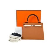 Hermes Kelly 25cm Multi Color Gold/Black/Nata/Blue Epsom