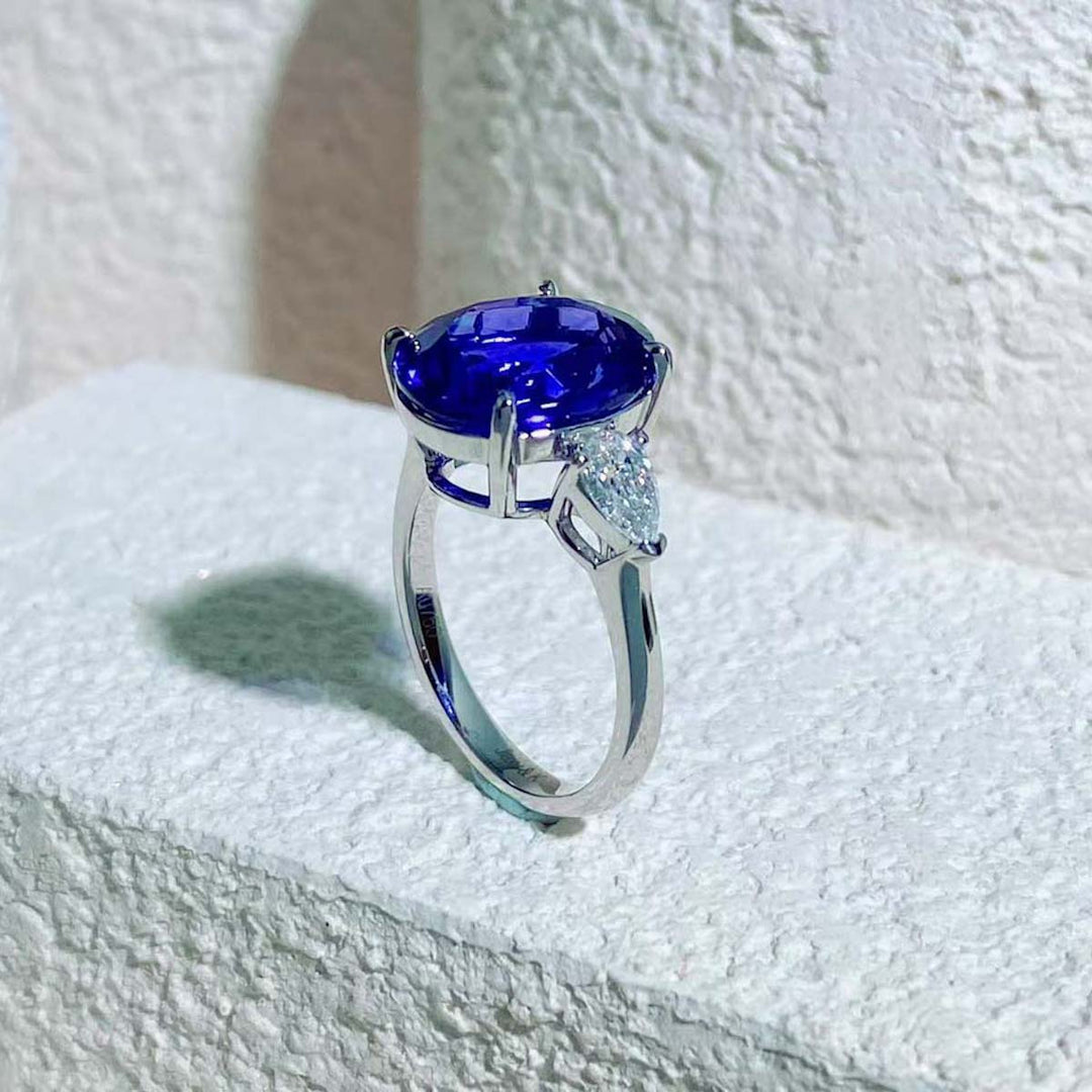 Natural Tanzanite Diamond Ring D7.495ct d0.65ct,18K 5A