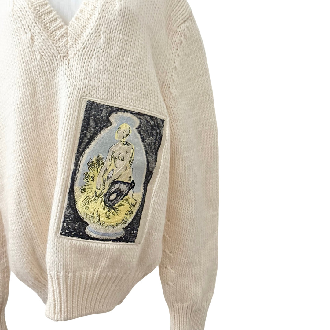 Dior White V Neck Wool Sweater#L
