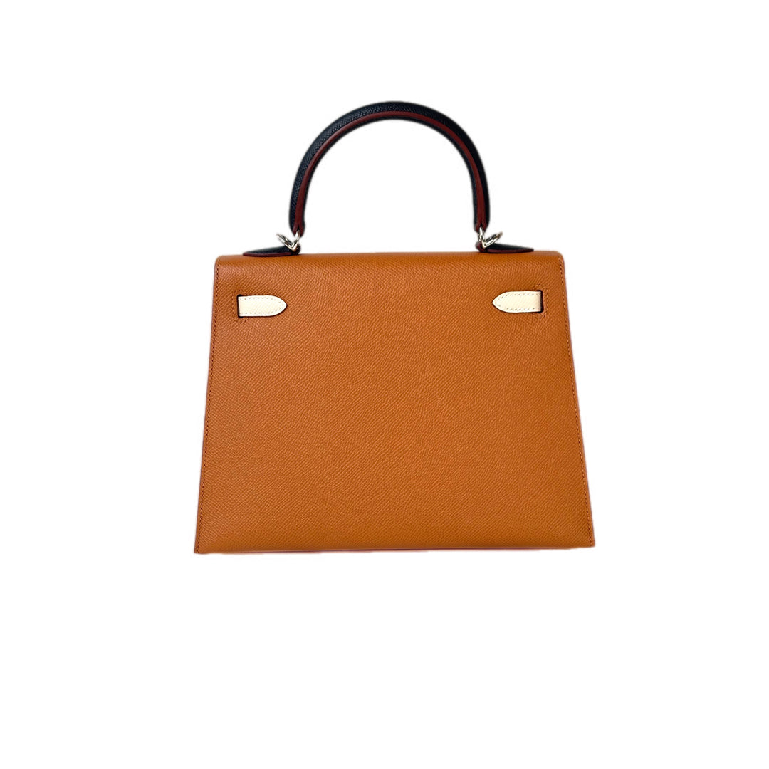 Hermes Kelly 25cm Multi Color Gold/Black/Nata/Blue Epsom