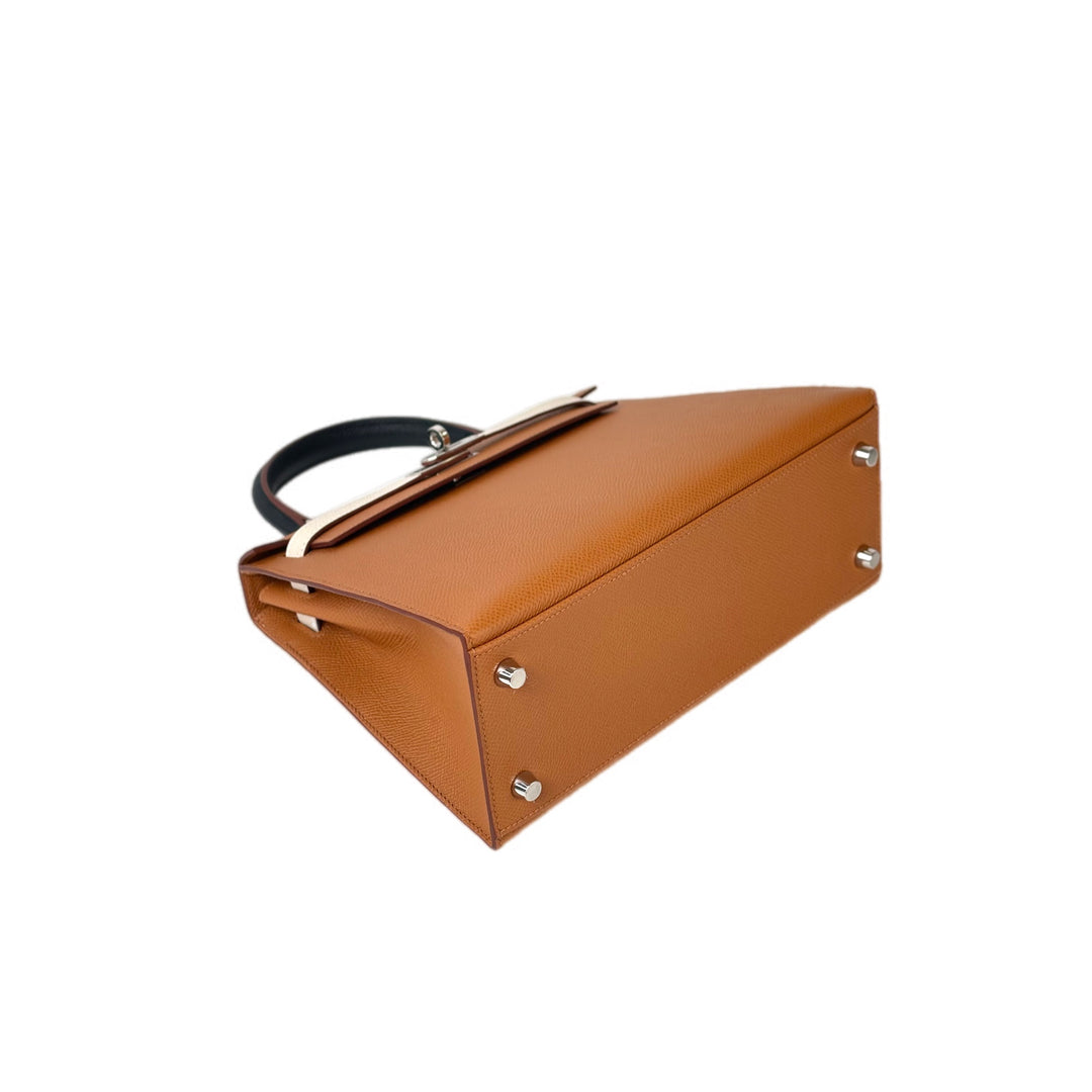 Hermes Kelly 25cm Multi Color Gold/Black/Nata/Blue Epsom