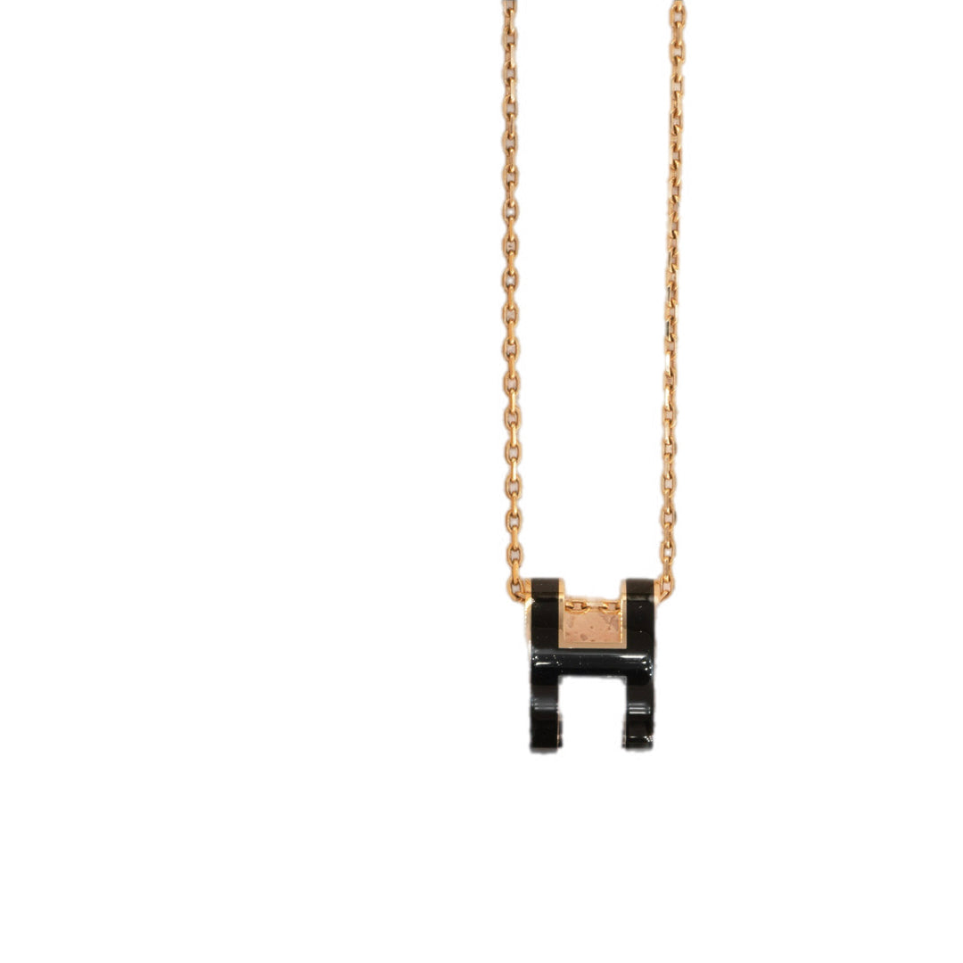 Hermes H Pop Black Rose Gold Large Necklace